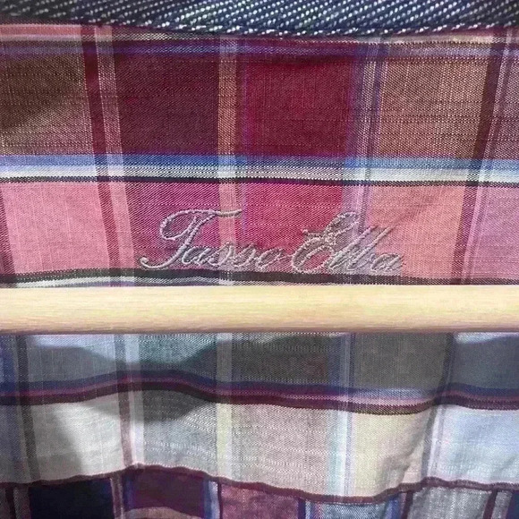 Tasso Elba Checked Button Down Long Sleeve Shirt XXL - Picture 3 of 4